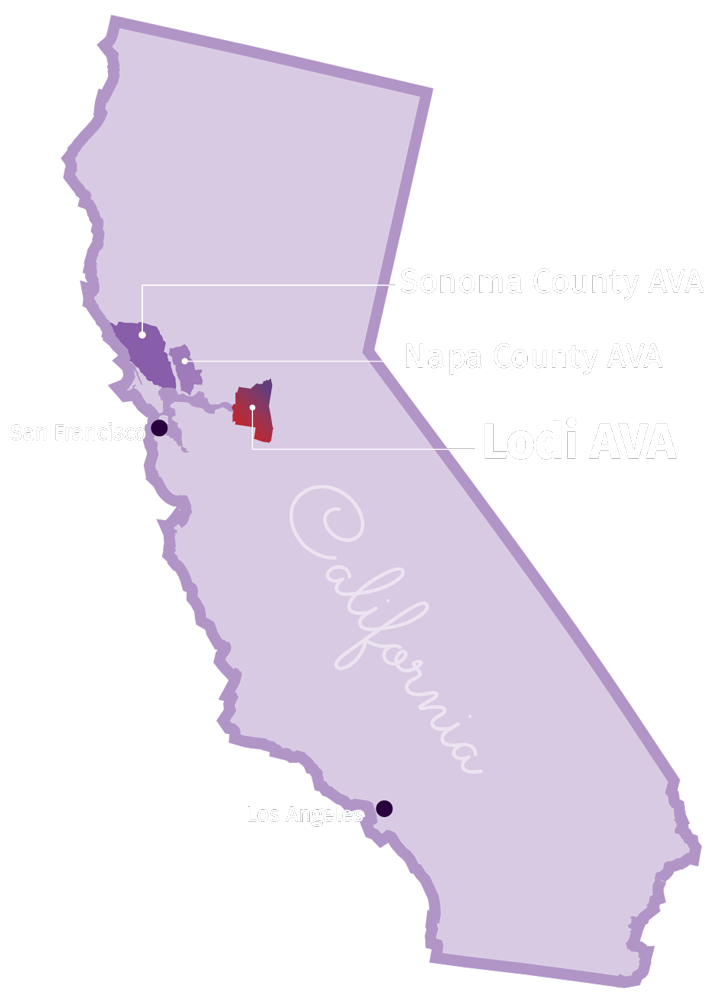 A map highlighting the Lodi Appellation